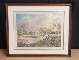 lot 83 image: Over the Water HoleMorning Doves Framed Print by Herb Booth No. 154 of 950 - Signed & Numbered