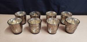 lot 93 image: Lot of 8 Etched Glass Candle Holders