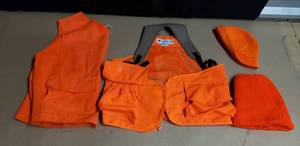 lot 204 image: Lot of Blaze Orange Hunting Apparel - 2 Vests & 2 Hats