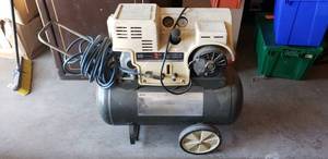 lot 365 image: Craftsman 2 HP Air Compressor Paint Sprayer w DeVILBISS Tank
