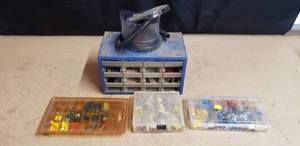 lot 393 image: Parts Bin of Electrical Connectors Plus More