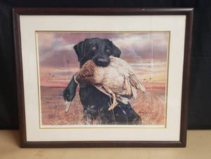 lot 84 image: Roberto Lozano Jr Retriever & Duck Framed Print No. 10 of 100