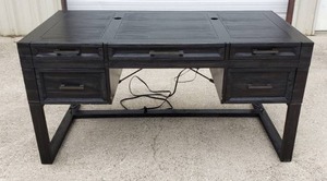 lot 230 image: Beautiful Grey Solid Wood Galleria Furniture Parker House Americana 60 Writing Desk
