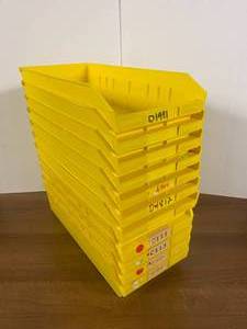 lot 66 image: 10 Yellow Shelf Bins 16.5 x 7.75 x 4