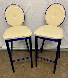 lot 96 image: 2 PurpleWhite Metal Bar Stools