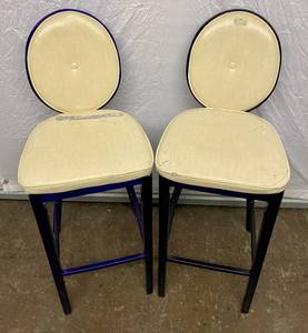 lot 98 image: 2 PurpleWhite Metal Bar Stools