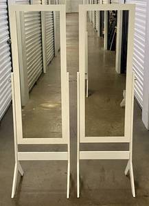 lot 61 image: 2 Raamzo Espresso Finish Wooden Bedroom Floor Mirrors