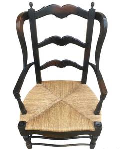 lot 115 image: Oversize rush weave seat wooden chair