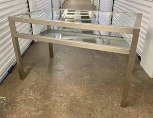 lot 29 image: Metal Table w2 Removable Tempered Glass top 54 x 32 x 34