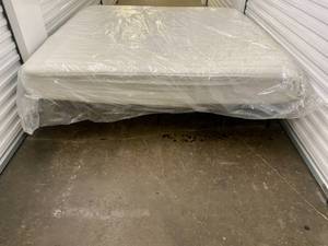 lot 155 image: King Sze Plastic Wrapped Mattress and Metal bed frame