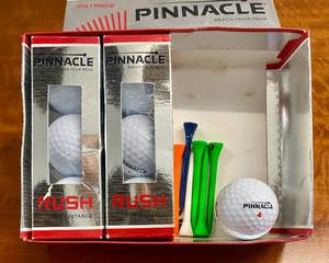 lot 125 image: 7 Pinnacle Golf Balls, 2 boxes of 3 and Tees