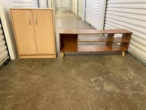 lot 36 image: Modern Mid-Century Style Entertainment center and Storage Cabinet