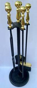 lot 203 image: Minuteman International Polished Brass Fireplace Tools