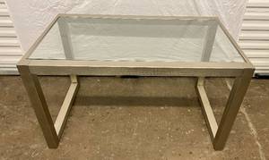 lot 88 image: Metal Table wTempered Glass Top 42 x 24 x 24