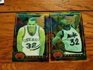 lot 42 image: Shaquille ONeal and Jamal Mashburn Topps finest basketball cards
