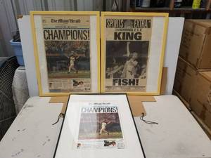 lot 145 image: Selection of 3 Florida Marlins world series news papers