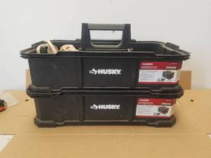 lot 194 image: Husky 20 stackable tool caddy - set of 2