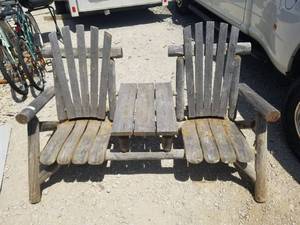 lot 264 image: Outside wood 2-person arm chair