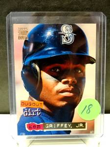 lot 18 image: KEN GRIFFEY JR. 1994 STADIUM CLUB DUGOUT DIRT #7 of 12 Seattle MARINERS HOF