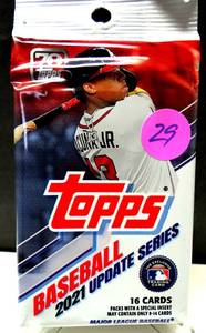 lot 29 image: NEWSEALED - 2021 TOPPS SERIES 1 SEALED PACK (16 CARDS) 70 YEARS OF TOPPS