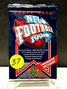 lot 37 image: 1991 Upper Deck NFL Football Premiere Edition Wax Pack - SEALED