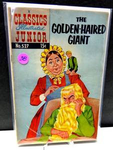 lot 38 image: VINTAGE 1956 Classics Illustrated Juniors #527. The Golden Haired Giant by Brothers Grimm