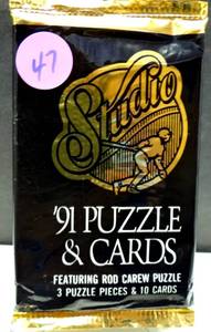 lot 47 image: UNOPENED 1991 MLB Leaf Studio Sealed Wax Pack