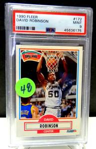 lot 48 image: AWESOME PSA GRADED ROOKIE - 1990 Fleer #172 David Robinson Rookie San Antonio Spurs Basketball PSA Mint 9 $$$