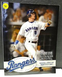 lot 70 image: TEXAS RANGERS 2003 GAME PROGRAM FEATURING HANK BLALOCK ON THE COVER