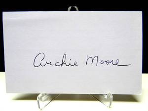 lot 122 image: AUTHENTIC HAND SIGNED INDEX CARD - BOXING LEGEND ARCHIE MOORE