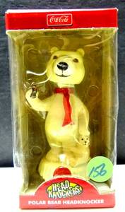 lot 156 image: 2004 Coca Cola Polar Bear Head Knocker BobbleHead NECA Promotional NIB