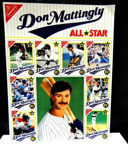 lot 159 image: 1989 COMPLETE UNCUT NY YANKEES DON MATTINGLY BASEBALL CARD SHEET BY NABISCO