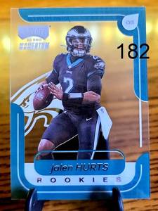 lot 182 image: HOT ROOKIE - 2020 Panini Chronicles Playoff Momentum Jalen Hurts #M-18 Rookie Eagles