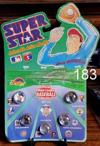 lot 183 image: Super Star Collectible Action Marbles Set #4 MLB Baseball Official Licensed 1990