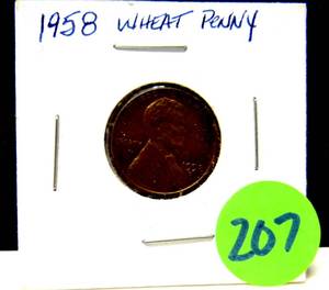 lot 207 image: 1958 WHEAT PENNY CARDED