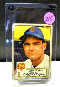 lot 215 image: ORIGINAL VINTAGE 1952 Topps Baseball #103 Cliff Mapes TIGERS
