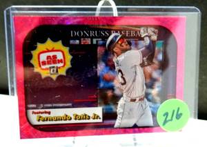 lot 216 image: 2020 Donruss Fernando Tatis Jr. #AS-1 As Seen Pink Fireworks SD San Diego Padres