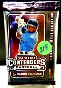lot 219 image: NEW 2021 PANINI CONTENDERS BASEBALL FOIL PACK - SEALED 5 CARDS