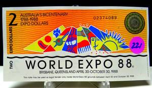 lot 221 image: UNCIRCULATED 1998 AUSTRALIA WORK EXPO $2.00 NOTE
