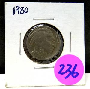 lot 236 image: 1930 BUFFALO NICKEL IN PROTECTIVE SLEEVE