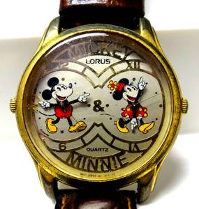 lot 237 image: BIG $ ITEM - VERY RARE VINTAGE Disney LORUS Mickey & Minnie Mouse Watch Dual Time BRAND $$$
