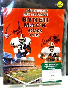 lot 238 image: AUTHENTIC AUTOGRAPHS - CLEVELAND BROWNS 1985 BYNER MACK ATTACK 8 X 10 PHOTO - SIGNED BY ERNEST BYNER & KEVIN MACK - SGC AUTHENTICATED $$$