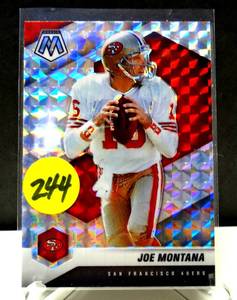 lot 244 image: 2021 Mosaic Joe Montana Silver Prizm #174 SF 49ers NMMT