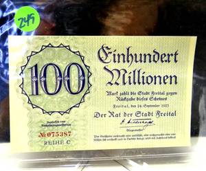 lot 249 image: VINTAGE 1923 EINHUNDERT MILLIONEN 100 BANK NOTE - CLEAN