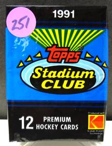 lot 251 image: 1991 TOPPS STADIUM CLUB HOCKEY WAX PACK - SEALED 12 CARDS