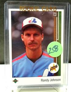 lot 258 image: ROOKIE - RANDY JOHNSON 1989 UD UPPER DECK #25 RC ROOKIE CARD MONTREAL EXPOS MARINERS MINT $$