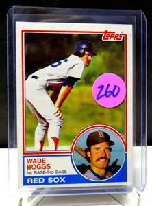 lot 260 image: HALL OF FAME ROOKIE - 1983 Topps #498 WADE BOGGS RC Rookie RED SOX HOF  Nice $$