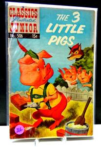 lot 266 image: VINTAGE Classics Illustrated Junior #506 The Three Little Pigs $$