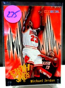 lot 275 image: 1996 Skybox EARTH SHAKERS INSERT #358 Michael Jordan Chicago Bulls NRMT HOF