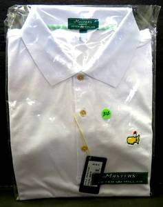 lot 312 image: OFFICIAL WHITE MENS MASTERS SHIRT W EMBROIDERED LOGO - DESIGNED BY PETER MILLAR - NEW WTAGS ORIG PRICE $95.00